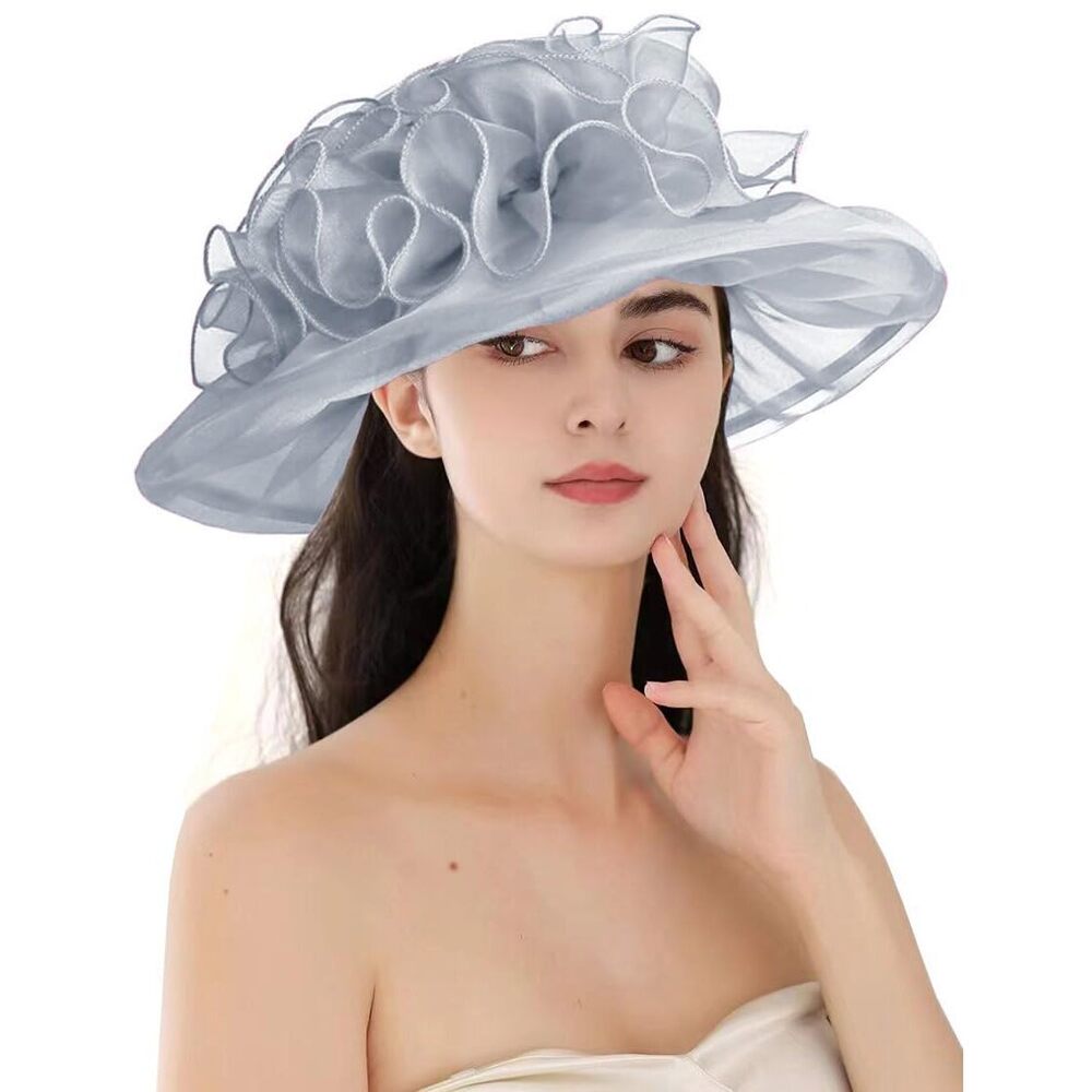 5311 Women's Organza Cloche Bowler Hat Derby Fascinator For Tea Party